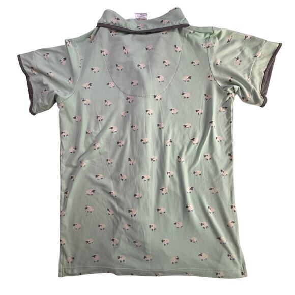 MUNKI MUNKI Womens Pajama Set Mint Green Sheep Print Short Sleeve Top Pants XS - Picture 3 of 14